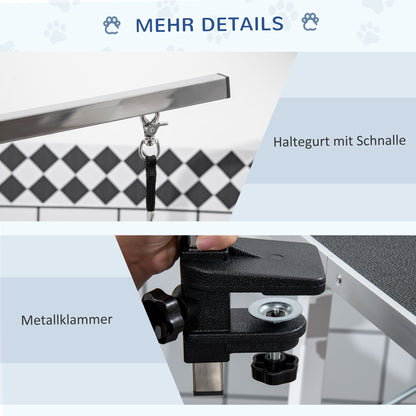 PawHut Haustierpflegetisch Haustier Trimmtisch Hunde Schertisch mit Schlingen Hundepflegetisch für Haushaltsbaden Haartrocken och Haarschneiden höhenverstellbar Schwarz