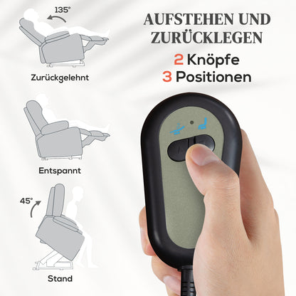 HOMCOM Elektrischer Aufsteh-Sessel, Weicher, samtartiger Stoff, USB-Anschlüsse