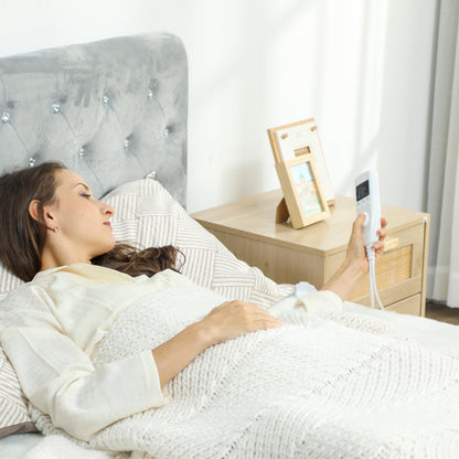 HOMCOM Heizdecke mit Dualzonensteuerung 160 x 140 cm maschinenwaschbar mit 5 Heizstufen, 10 Stunden Timer, Überhitzungsschutz