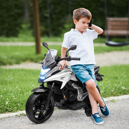 AIYAPLAY Elektro-Kindermotorrad, Honda, 3 km/h, Musik & Licht, 3-6 Jahre, bis 30 kg, Weiß