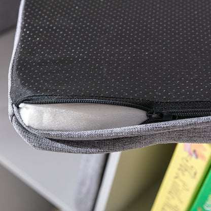 HOMCOM 2-in-1 Kinderregal Regal + Sitzbank inkl. Polster 103 cm × 30 cm × 62 cm Weiß + Grau