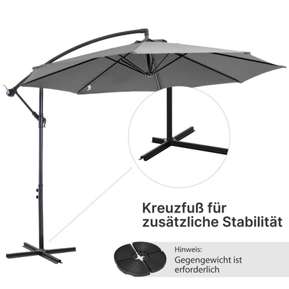 Outsunny Sonnenschirm mit Handkurbel Wetterbeständig 2,95 mx 2,95 mx 2,45 m Polyester Stahl Schwarz