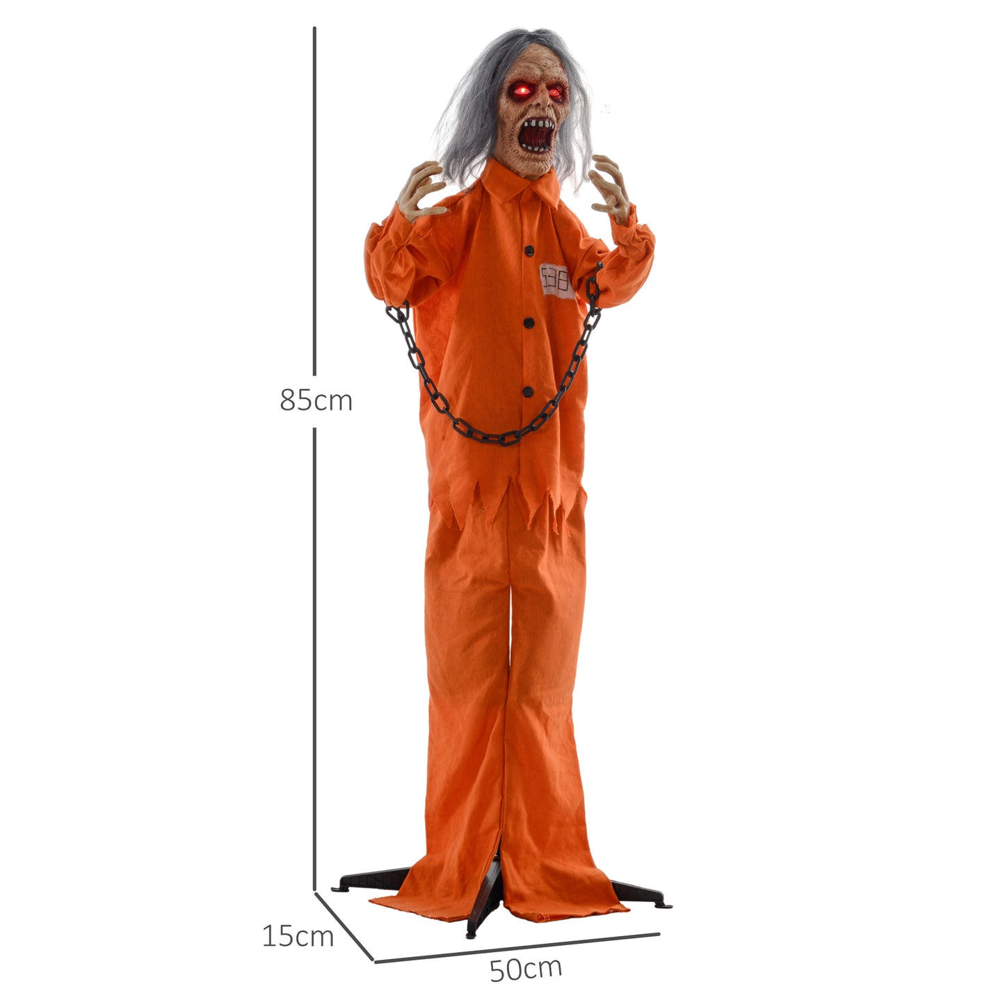 HOMCOM Gefangenen-Geist, Helloweendeko, gruselige Laute, rote Augen, beweglich, Orange