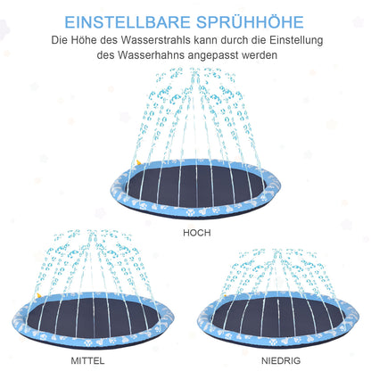 PawHut Hundepool, Planschbecken, mit Wasserdüse, rund, rutschfest, blau, Ø150 cm