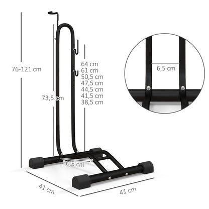 SPORTNOW Fahrradständer, vertikal/horizontal, für 24-29", 700c, 41 x 41 x 76-121cm, Stahl, Schwarz