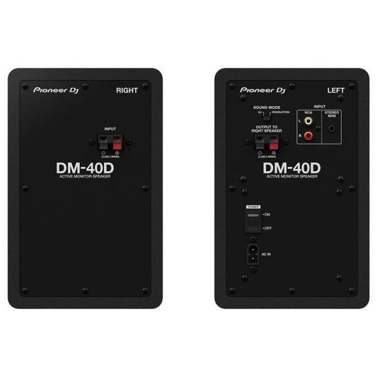 Pair of Pioneer DJ DM-40D monitoring speakers - Bass Reflex - 2x19W - DJ or Production mode - Black