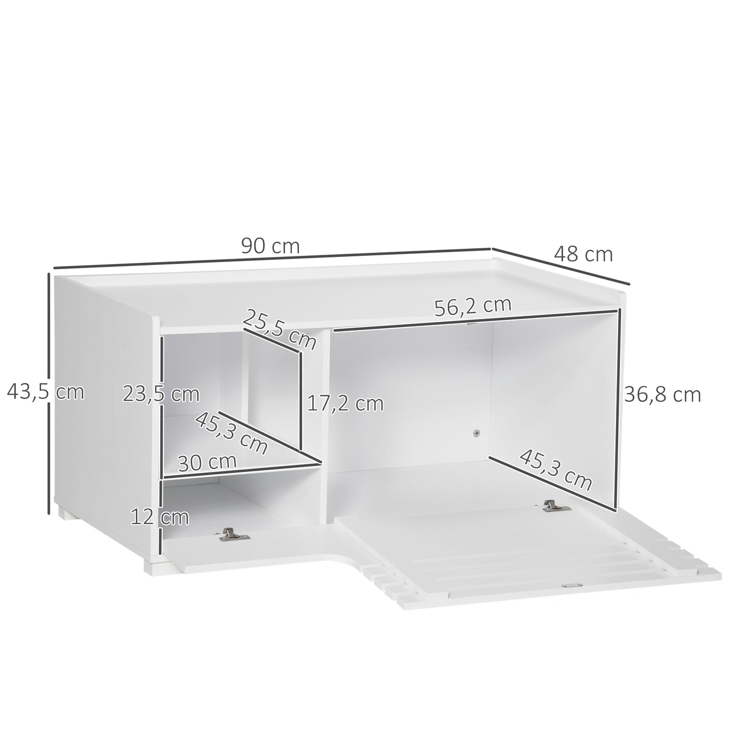 PawHut Katzenschrank mit 2 Regalen 2-in-1 Design Magnettür Weiß