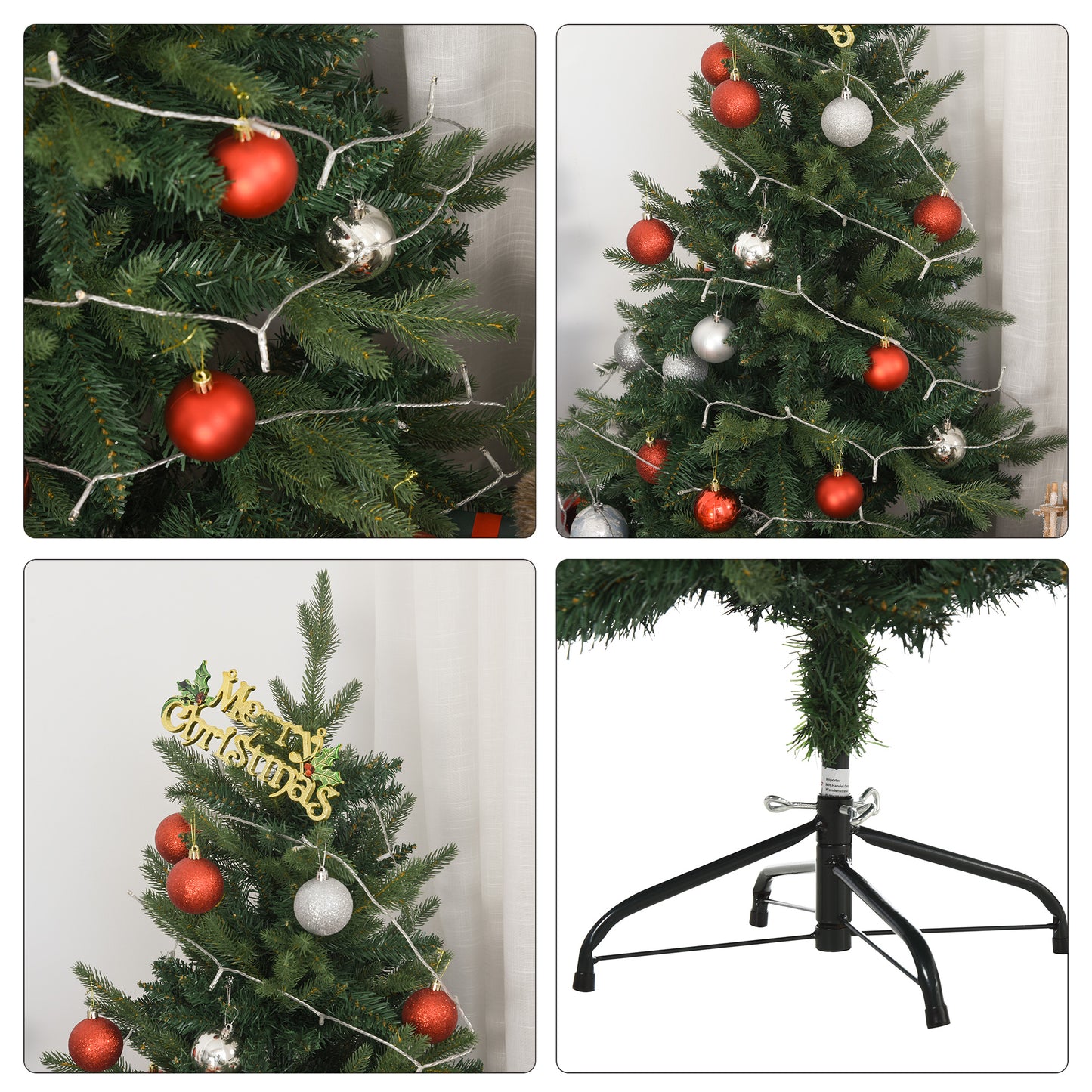 HOMCOM Weihnachtsbaum Christbaum Kunsttanne, 1,2 m, inkl. Ständer, Ø85 cm x 120 cm, Grün