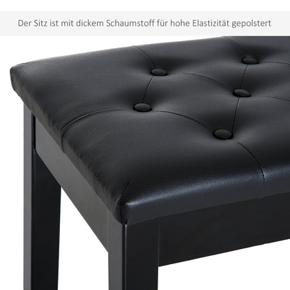 HOMCOM Klavierhocker, Klavierbank mit Verstecktem Stauraum, Klavierstuhl mit Kunstleder Kissen, Pianobank, Massivholz Keyboardbank für Piano, Keyboard, 76 x 36 x 50 cm, Schwarz