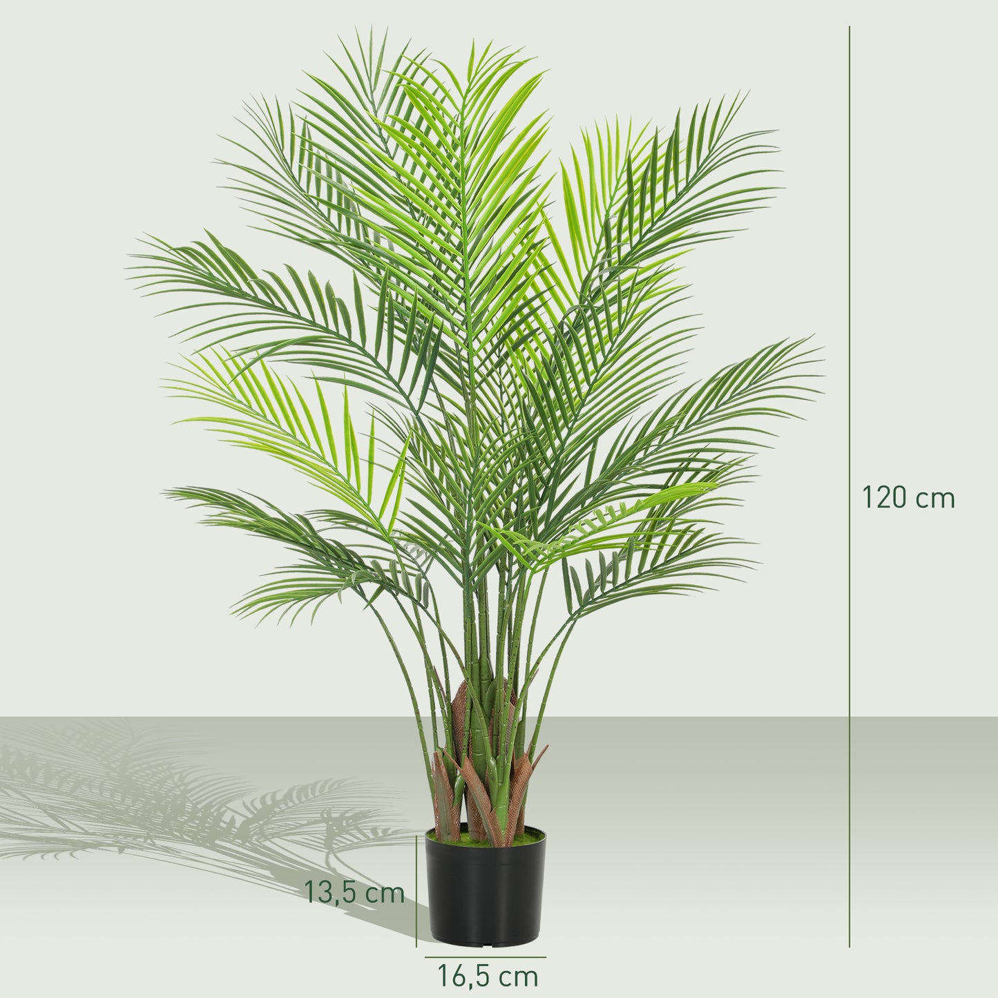 HOMCOM Künstliche Palme groß 120cm Kunstpflanze, Plastik Künstliche Pflanzen im Topf für Wohnzimmer Büro