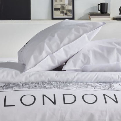 Bedding set - TODAY - JAVA - 2 people - 240x220 cm - Cotton - London print - White