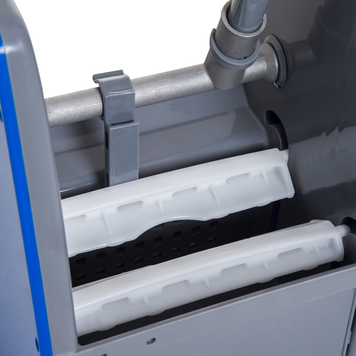 HOMCOM Putzwagen Reinigungswagen Wischwagen mit 2 Eimern Systemwagen mit 4 leichtgängigen Rollen Metall+PP Blau+Rot 73 × 45 × 92 cm