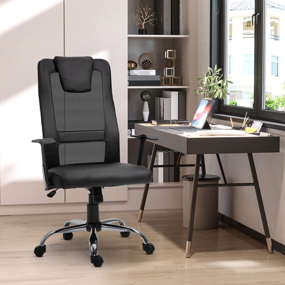 Vinsetto Bürostuhl Drehstuhl höhenverstellbar Chefsessel Schreibtischstuhl ergonomisk PU schwarz 66 x 73 x 108-118 cm