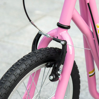 HOMCOM Roller Kinderroller mit Luftreifen Handbremse, 16 Zoll Tretroller Höhenverstellbar Kickscooter für Jungen und Mädchen ab 5 Jahre Kickboard Cityroller Kinder Scooter Rosa