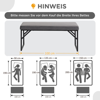 HOMCOM Sitzbank mit Polsterauflage, Schuhbank, Flurbank, inkl. Polster, Dunkelgrau + Schwarz