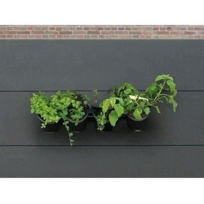Wall planter - Wall kit consisting of a wall bracket and 4 pots (1 L) - Black - Dim H 15 x W 60 cm - NATURE