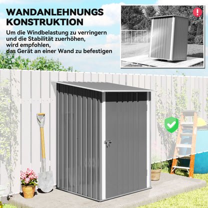 Outsunny Geräteschuppen aus Stahl 100 x 103 x 160cm Grau