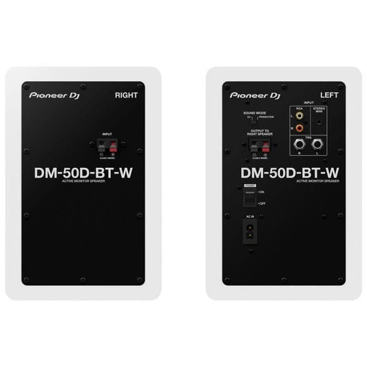 Pair of Pioneer DJ DM-50D-BT-W monitoring speakers - Bluetooth - Bass Reflex - 2x25W - DJ or Production mode - White