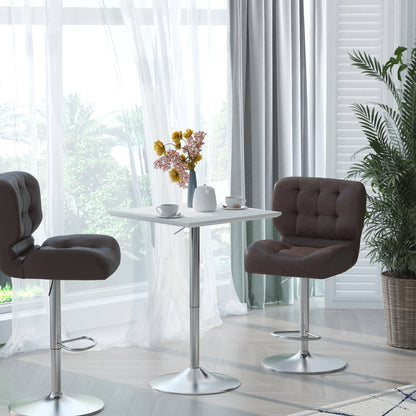 HOMCOM Bartisch Bistrotisch Pub Höhenverstellbarer Quadratischer Stehtisch Tisch Stahl Weiß 60 x 60 x 69-92 cm