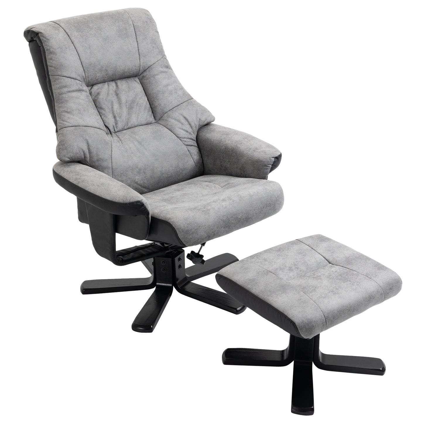 HOMCOM Relaxsessel mit Hocker, 360° drehbar, 135° neigbar, atmungsaktiver Bezug, 78 x 82,5 x 109 cm, grau