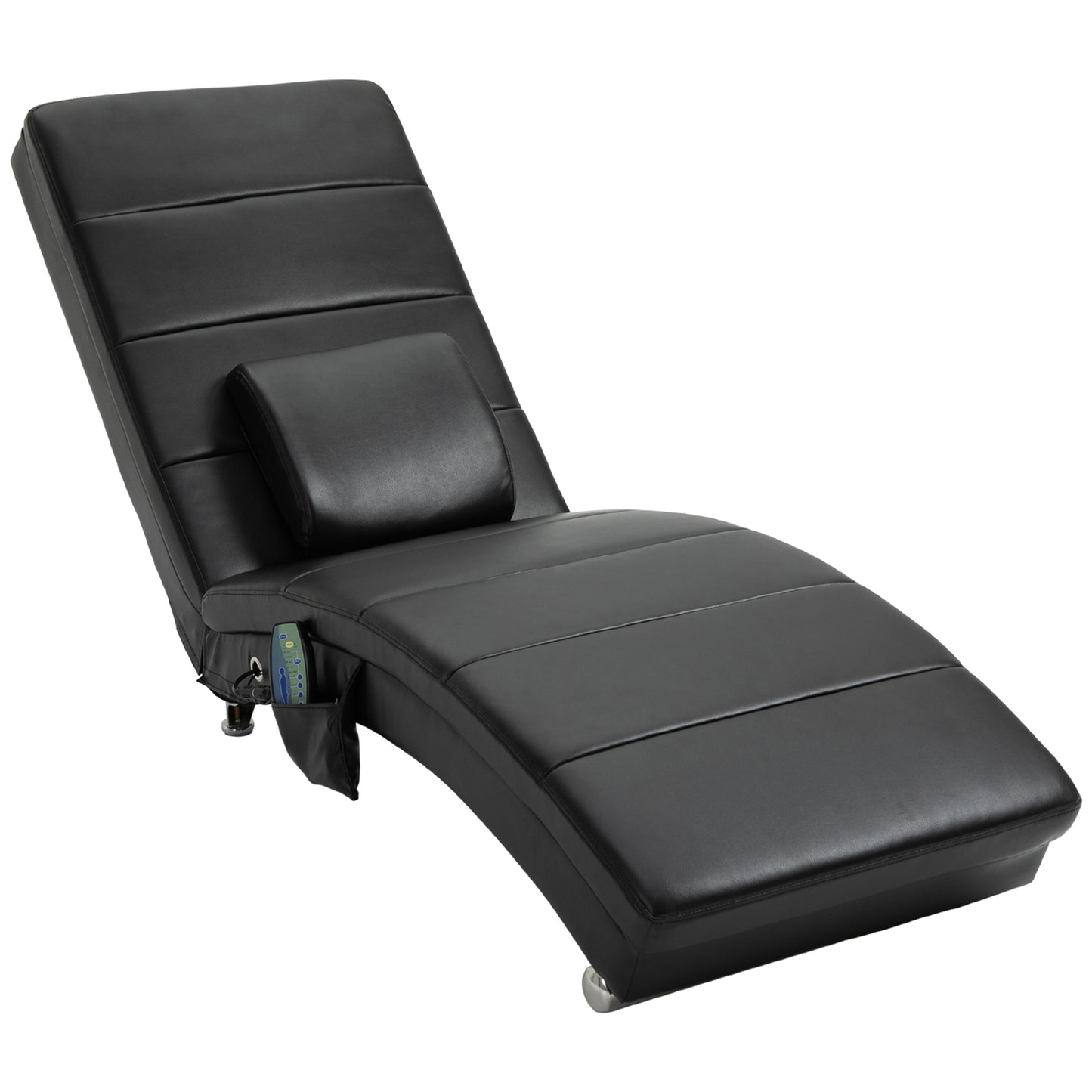 HOMCOM Relaxliege mit Massagefunktion Loungesessel Ergonomisch hohe Rückenlehn, mit Massagefunktion und Kissen mit Zero-G Design Lounge Sessel Kunstleder Metall Schaumstoff Schwarz 58 x 163 x 87 cm