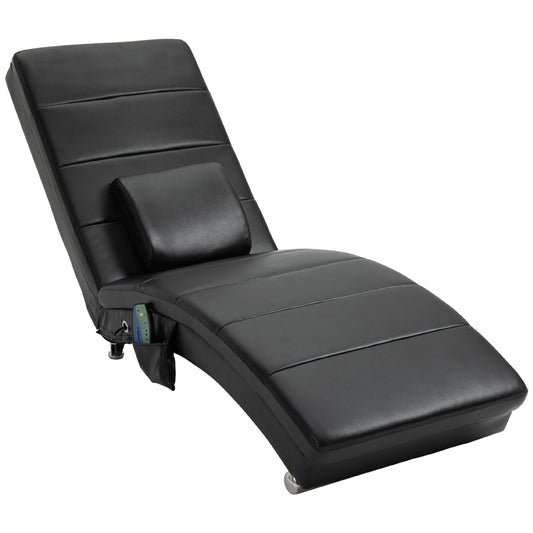 HOMCOM Relaxliege mit Massagefunktion Loungesessel Ergonomisch hohe Rückenlehn, mit Massagefunktion und Kissen mit Zero-G Design Lounge Sessel Kunstleder Metall Schaumstoff Schwarz 58 x 163 x 87 cm