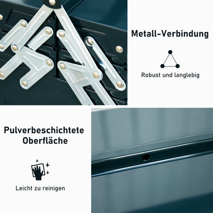DURHAND Werkzeugkasten Werkzeugkoffer Montage Werkzeugkiste leer platzsparend mit 5 Fächer aufklappbar stabil Stahl (SPCC) Dunkelgrün 45 x 20 x 34,5 cm