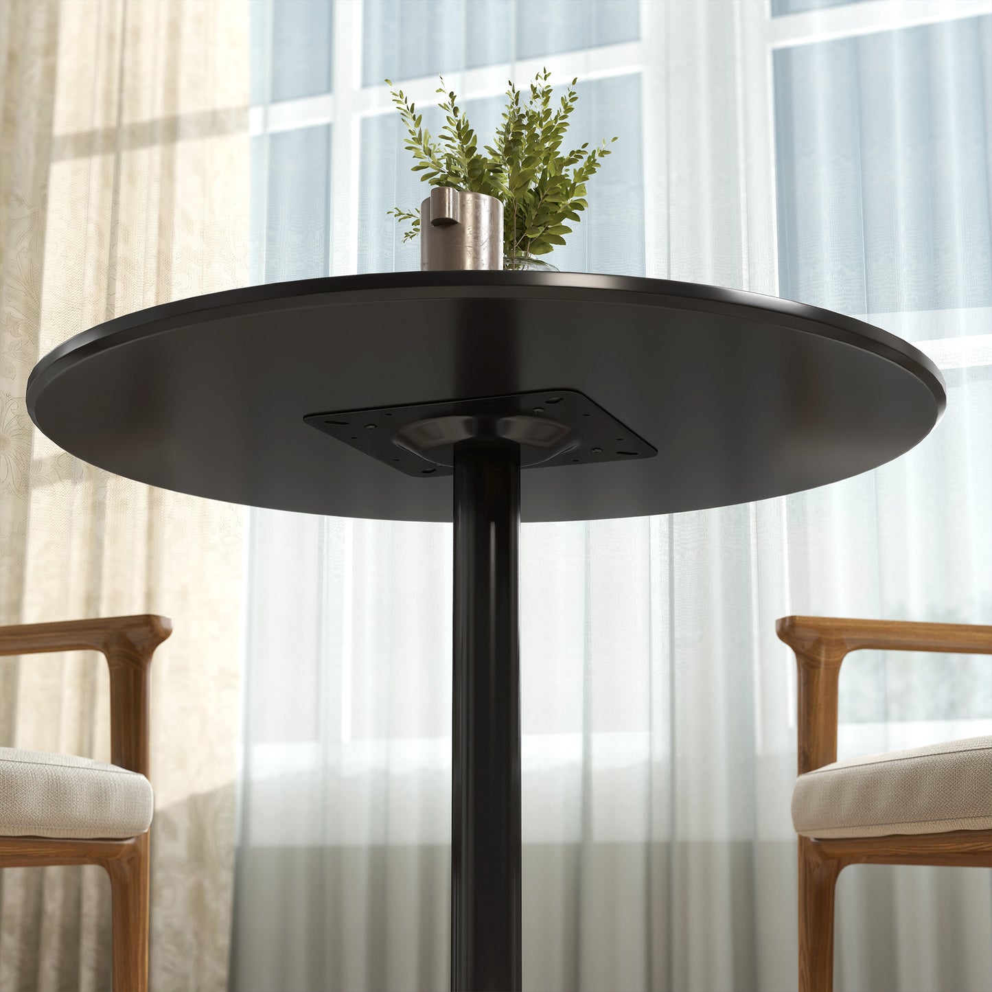 HOMCOM Esstisch für 2 Personen, runde Tischplatte Ø80 cm, MDF und Stahl, rutschfest, Schwarz, 75H cm