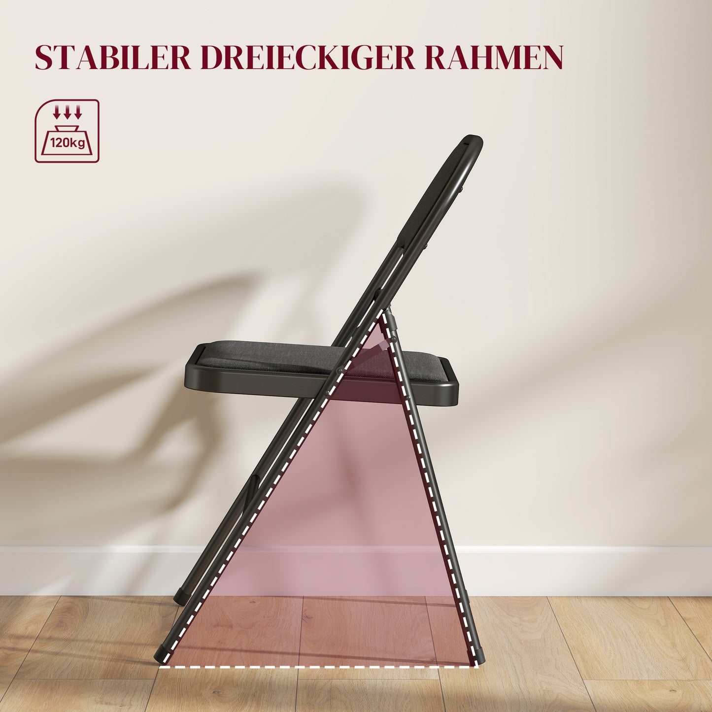 HOMCOM 4er-Set Klappstühle, Tragbare Bürostühle, Metallbeine, Faltstuhl für Büro, Empfang, Wartezimmer, Leinenoptik, Schwarz