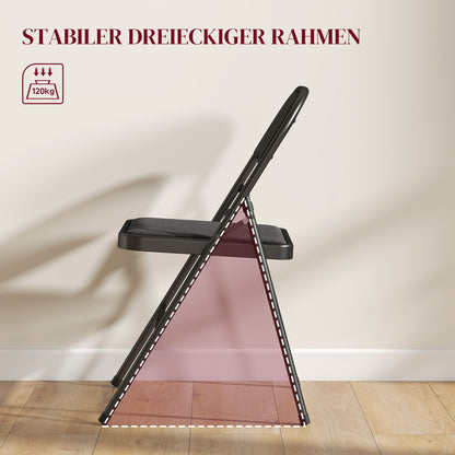 HOMCOM 4er-Set Klappstühle, Tragbare Bürostühle, Metallbeine, Faltstuhl für Büro, Empfang, Wartezimmer, Leinenoptik, Schwarz