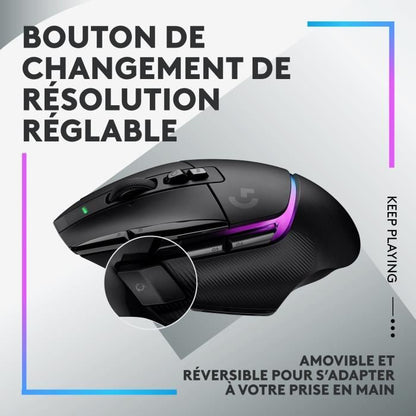 Logitech - G502 x plus lightspeed mouse gaming rvb wireless - hybrid buttons LightForce, Gaming Hero 25k - Black sensor