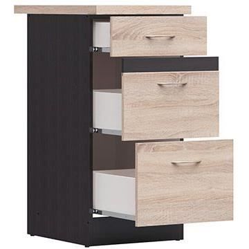 Junona Kitchen Low Furniture 40 cm - 3 drawers - Worktop - Chene Sonoma