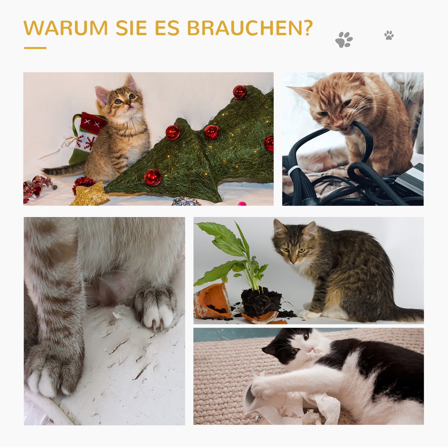 PawHut Kratzbaum 57 cm Kleiner Katzenbaum mit Katzenhöhle, Liegeplattform, Katzenkratzbaum mit Kratzbrett, Spielball, Katzenmöbel för Katzen till 5 kg Hellgrau