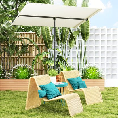 Outsunny Sonnenschirm 180 Grad drehbar Höhenverstellbar Gartenschirm mit Aluminium-Mast 150x205cm Beige