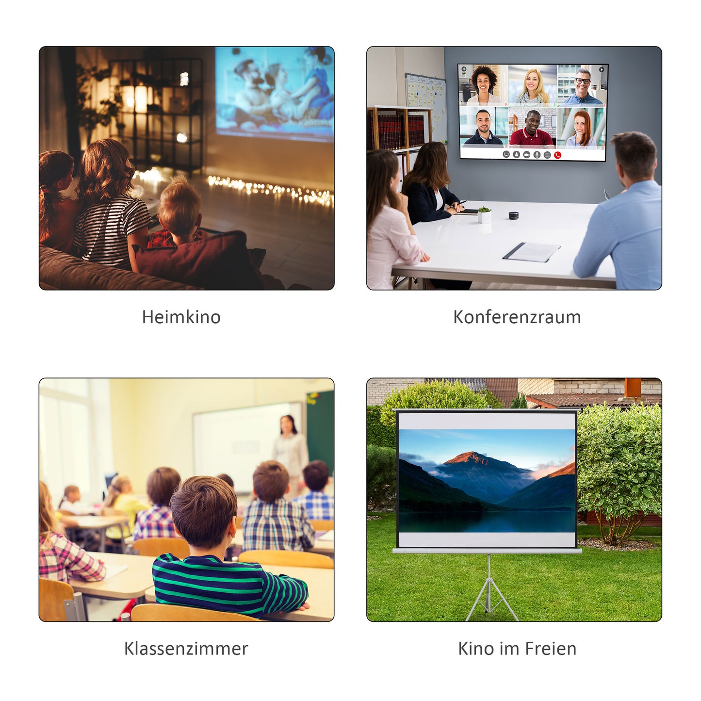 HOMCOM Projektionsleinwand im 4:3-Format, Kinoleinwand, Präsentationsfläche für Zuhause oder Büro, Weiß