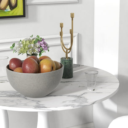 HOMCOM Runder Esstisch, pulverbeschichteter Stahl, MDF mit Melamin, rutschfeste Füße, 70 x 74 cm, Weiß