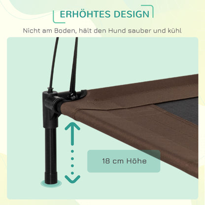 PawHut Erhöhtes Hundebett mit Baldachin, Haustierbett, Hundeliege outdoor mit Dach, Atmungsaktiv, Taftstoff für Camping Kaffee 92 x 76 x 90 cm