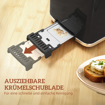 HOMCOM Wasserkocher und Toaster-Set mit LED-Touchscreen, 1,7 L, 2 Toasterschlitze, verschiedene Modi und Funktionen, Schwarz