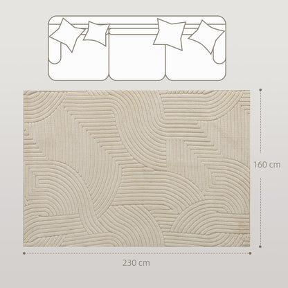 HOMCOM Maschinengewebter Teppich, 15 mm hoch, vielseitig einsetzbar, rutschfest, Cremeweiß