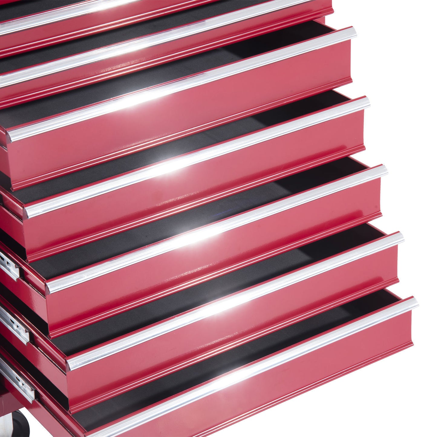 HOMCOM Werkstattwagen mit Werkzeugkasten, Werkzeugwagen leer abschließbar mit Schubladen, Werkzeugfach, Schlüssel und Antirutschmatten, Rot