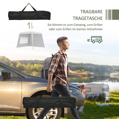 Outsunny Pop Up Pavilion Faltpavillion, inkl. Fernstern, wetterbeständig, 240 x 240 x 250 cm, Weiß