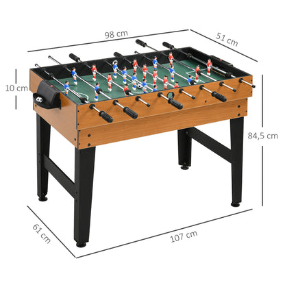 HOMCOM 4-in-1 Partyspieltisch inkl. Tischtennis, Kicker, Billard, Tischhockey, Metall, Holz, Natur+Schwarz
