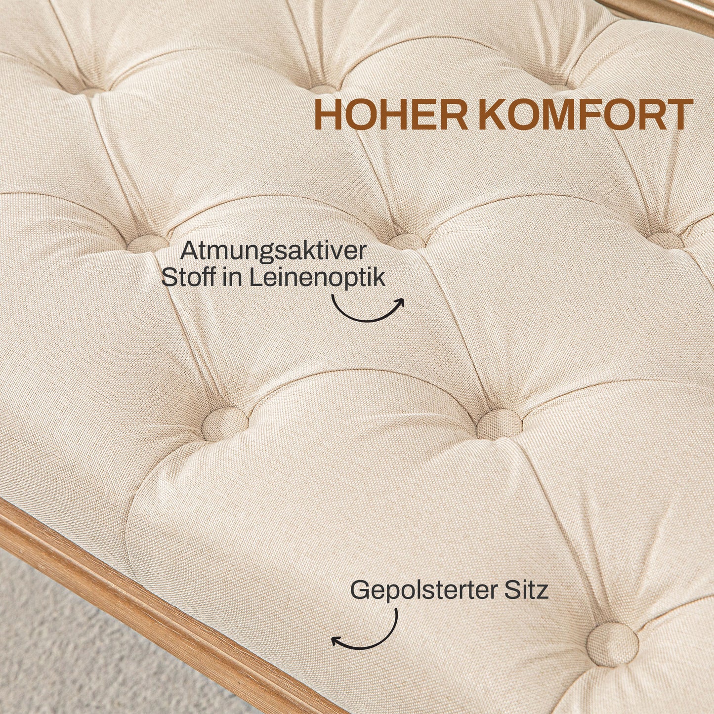 HOMCOM Polsterbank mit Knopfheftung, Bettbank, Vintage Design, 120x41x48cm, Cremeweiß