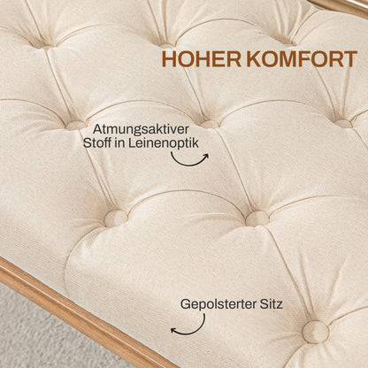 HOMCOM Polsterbank mit Knopfheftung, Bettbank, Vintage Design, 120x41x48cm, Cremeweiß