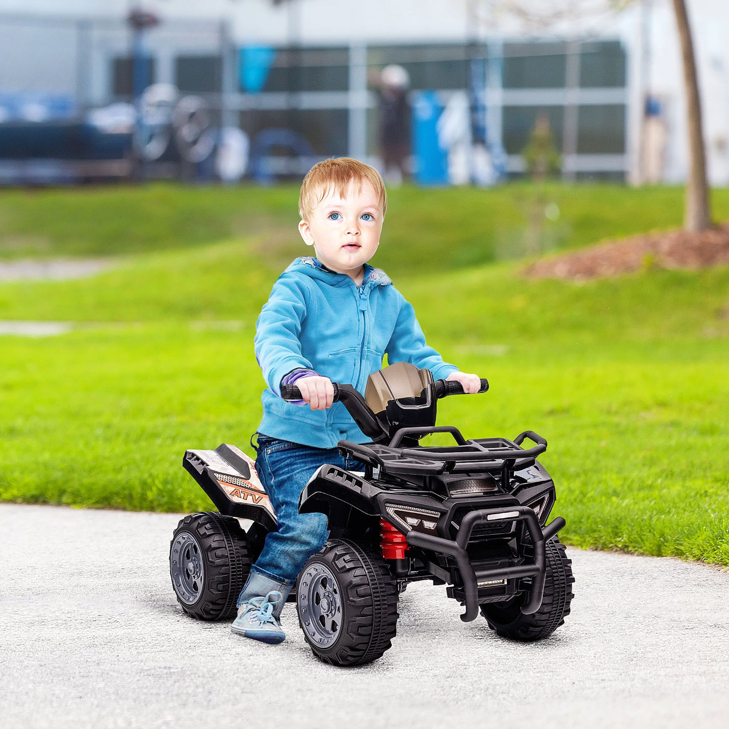 HOMCOM Kinder Quad Elektro 6V Kinderquad mit Vorwärtsfunktion, Musik, Elektro-Quad für Kinder 1,5-3 Jahre Schwarz