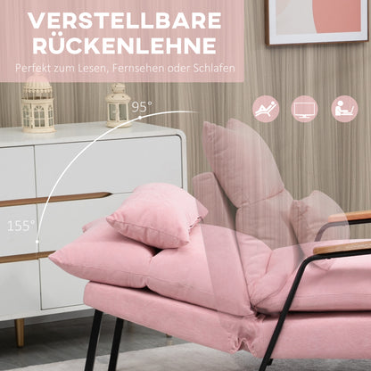 HOMCOM Sessel mit Ottomane, inkl. Kissen, 68 cm x 91,5 cm x 88 cm, Rosa