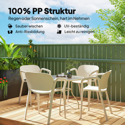 Outsunny Gartenstuhl 4er Set wetterfest Gartenstühle aus Kunststoff Stapelstuhl mit Armlehne Rückenlehne bis 120 kg belastbar