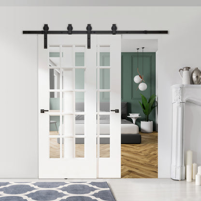 HOMCOM 200 cm Schiebetür Komplettset Schiebetürbeschlag, Schiebetür Laufschiene, Schiebetürsystem für Holzschiebetür