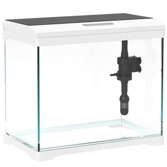 PawHut Aquarium, 17 L Tropenfischaquarium, Leichte Pflege, klar Sicht, med LED-ljus, 35L x 21B x 31H cm, Weiß+Schwarz
