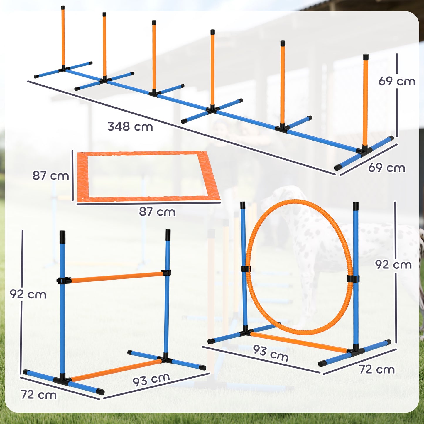 PawHut Agility Set Hunde 7-teilig Agility-Ausrüstung für Hundetraining Steckhürdenset für Spiele Training